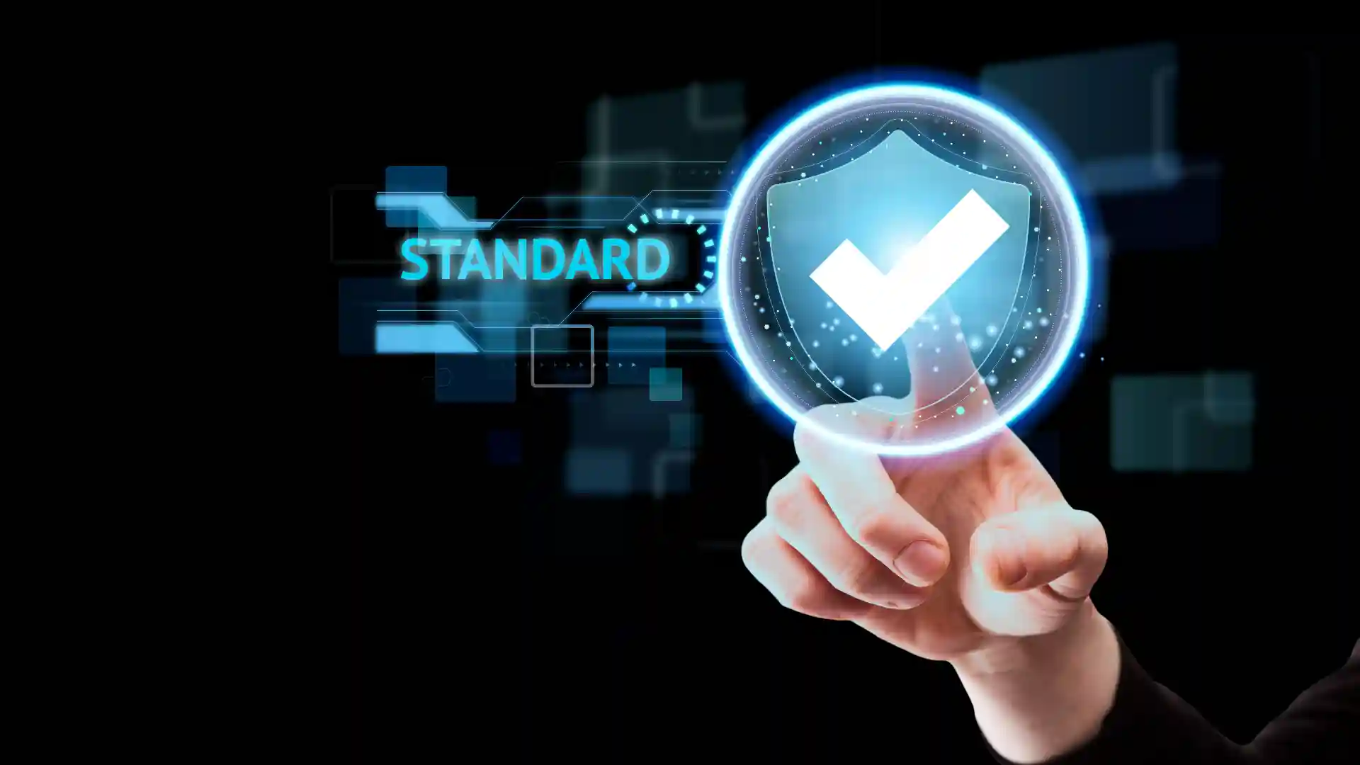 Digital checkmark representing business intelligence standards and operational efficiency for marine terminals
