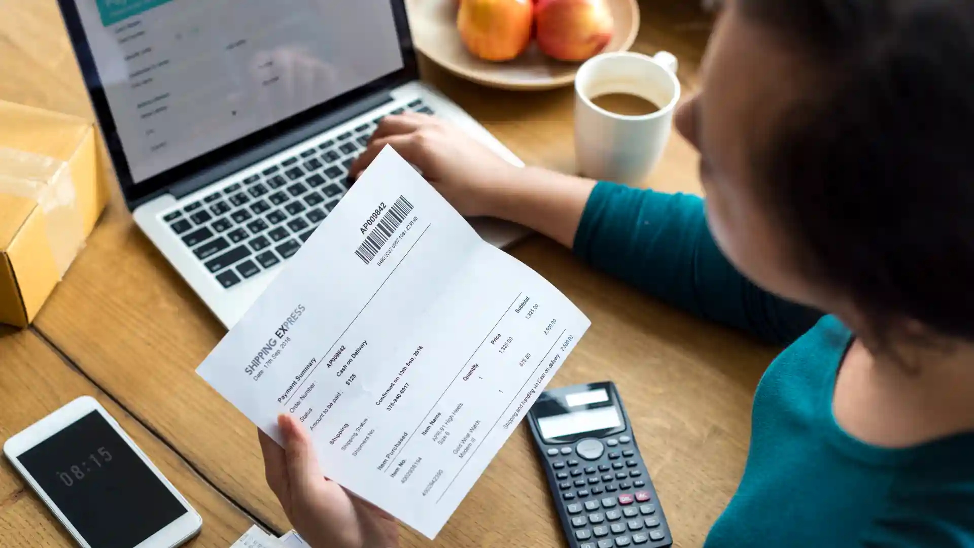 Reviewing shipment invoice and billing details with digital tools for operational support
